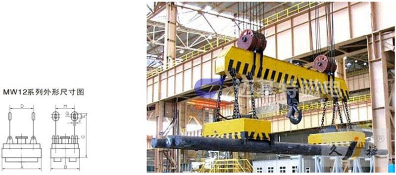 MW12系列、MW15系列吊運(yùn)捆扎螺紋鋼、圓鋼用起重電磁鐵
